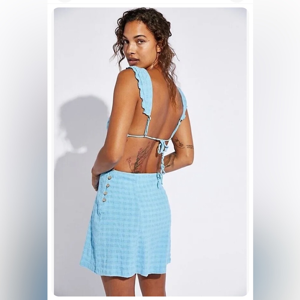 NWT Free People Beyond Chic Mini Dress Blue size Medium